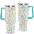 Easter Tumbler 40 oz Colorful Bunny Peeps Coffee Travel Mug Stainless Steel Rabbit Insulated Cup with Handle and Straw Spring Happy Easter Decor Gifts for Women by Unknown