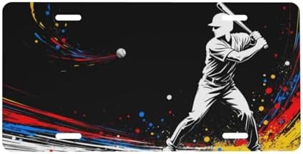 Baseball Player Watercolor Front License Plate 6" * 12" for Women