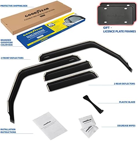 Goodyear Shatterproof in-Channel Window Deflectors for Jeep Wrangler JL 2018-2026/Jeep Gladiator 2020-2026, Rain Guards, Window Visors for Cars, Vent Deflector, Car Accessories, 4 pcs - GY003423LP