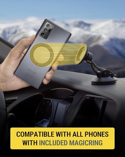 Scosche MagicMount™ SMSWD Magnetic Phone Holder for Car Dashboard/Windshield, MagSafe Stand, Suction Cup Phone Mount Compatible with iPhone 16 15 14 13 12 Series, Mag Safe Case & All Cell Phone