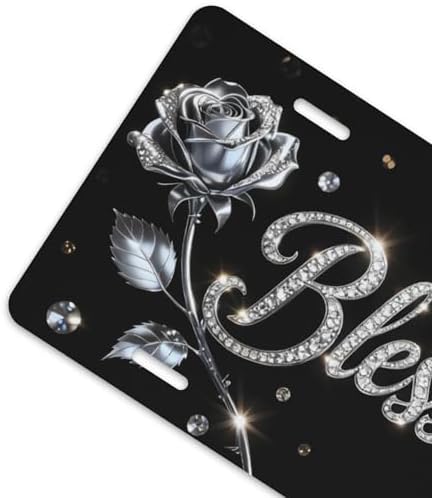 Rose Blessed Silver Front License Plate 6" * 12" for Women