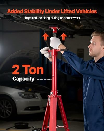 VEVOR Under Hoist Tripod Stand, 2 Ton (4409 lbs) Capacity High Lift Jack Stand Reach Underhoist Support, Lifting from 47.24" to 84.65", 4-Level Adjustable Height, Heavy Duty Carbon Steel for Car Lift - Image 2