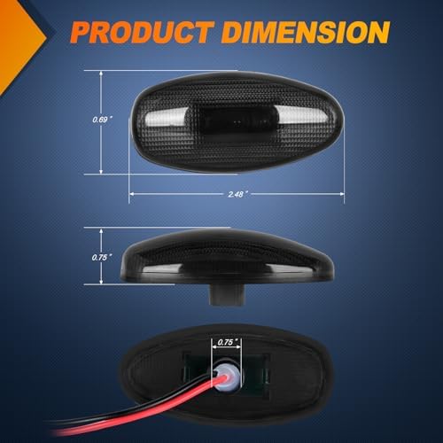 Nilight Fender Side Marker Light Smoke Lens Fits 2001-2014 Chevy GMC