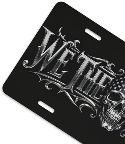 We The People Flag Skull Cool Front License Plate 6x12 Inch