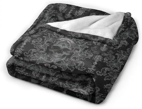 Socira Skull Blanket Skull Throw Blanket Gifts Men Soft Sofa Black Throws Travel Camping Bed for Home Car - Image 6