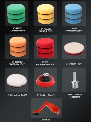 SPTA Drill Polishing Pads Kit, 20pcs 3inch (80mm) Car Foam Polishing Buffing Pads, Wool Pads, Multifunctional Cleaning Brush, Backing Plate for Car Polisher Polishing,Buffing and Cutting - Image 2
