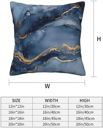Marble Blue and Gold Throw Pillow Covers 18x18 inch Set of 2 Abstract Texture Pillow Case Cushion Cover for Home Sofa Couch Living Room Car Decor - Image 3