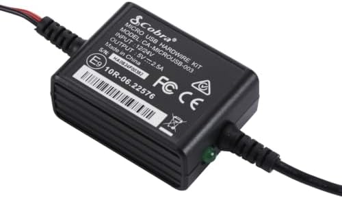 Cobra 2.5A Micro USB Hardwire Kit for SC Series Dash Cams, 15ft Cable