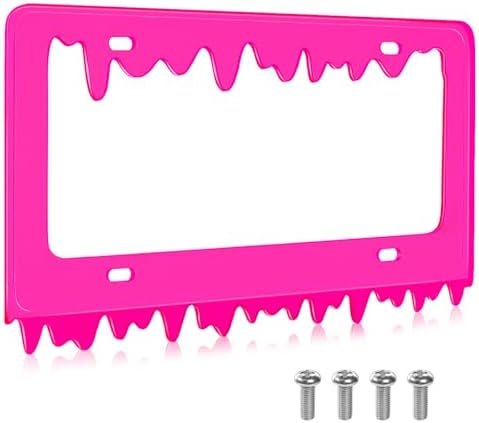 Timtin 1 Set Fluorescent Hot Pink License Plate Frame, Style 1