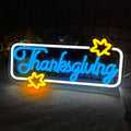 Thanksgiving Neon Sign, Thanksgiving Happy Wall Window Art Decoration Festival Celebration, Dimmable USB Powerd Thanksgiving Neon LED Sign Autumn Thanksgiving Party Harvest Blessd 15.7×7.9 Inch by IMEGINA