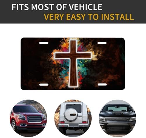 Colorful Cross Jesus Front License Plate 6" * 12" for Women