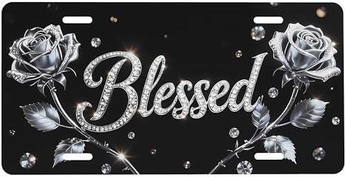 Rose Blessed Silver Front License Plate 6" * 12" for Women