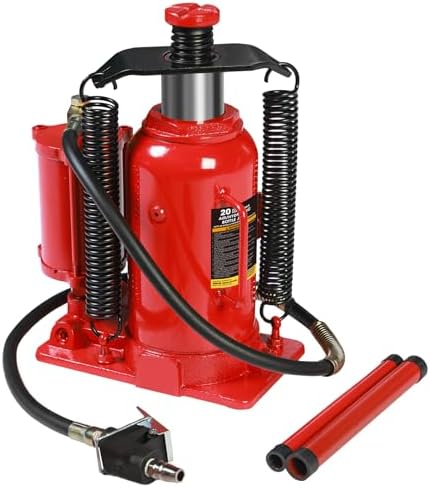 Big RED AQD20TR Air Hydraulic Bottle Jack: Heavy Duty Professional Lift with Dual-Power Operation, 10.24"-20.08" Adjustable Lift Range & Safety Valve - 20 Ton (40,000 LBS) by BIGRED