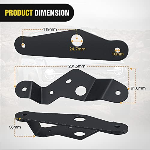 Nilight 2PCS Dual A-Pillar Mounting Brackets for Ford Bronco | for Ford Bronco 2021 2022 2023 2024 2025 2026 Windshield Hinge Mounting Brackets
