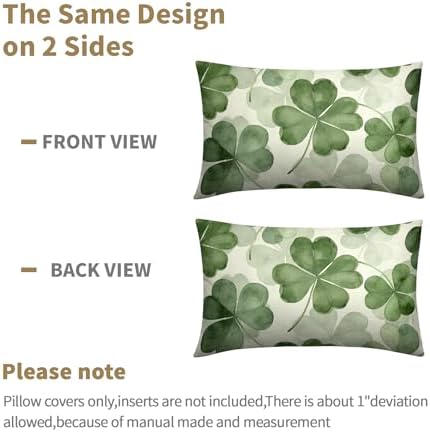 St Patricks Day Pillow Covers 12x20 Set of 2 Shamrock Throw Pillow Covers Rustic Spring Pillowcase Linen Decoration Farmhouse Soft Decorative Green Cushion Case Couch for Indoor Outdoor Home Decor - Image 6