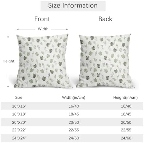 Sage Green Spring Pillow Covers 22x22 Set of 2 Leaf Throw Pillow Covers Botanical Leaves Pillowcase Linen Decoration Farmhouse Soft Decorative Tropical Plants Cushion Case Couch for Indoor Home Decor - Image 4