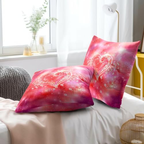 Sweetshow Valentines Red Heart Pillow Covers Set of 2 Cotton 12x12 Inches - Image 6