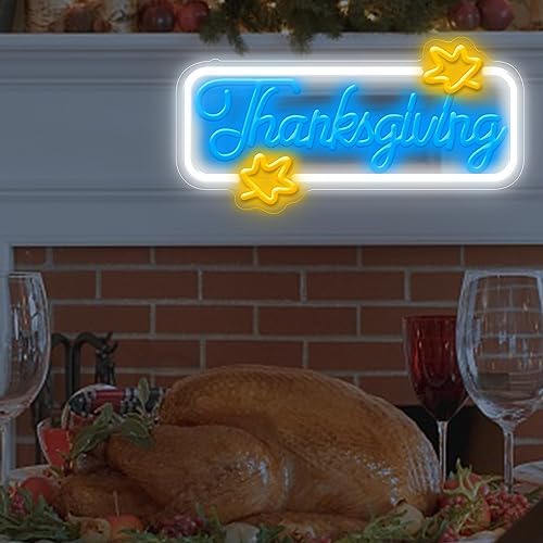 Thanksgiving Neon Sign, Thanksgiving Happy Wall Window Art Decoration Festival Celebration, Dimmable USB Powerd Thanksgiving Neon LED Sign Autumn Thanksgiving Party Harvest Blessd 15.7×7.9 Inch - Image 6