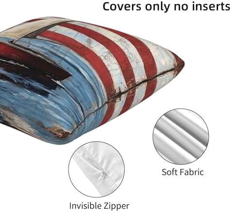Striped Nautical Throw Pillow Covers 18x18 inch Set of 2 Boat Anchor Pillow Case Cushion Cover for Home Sofa Couch Living Room Car Decor - Image 5