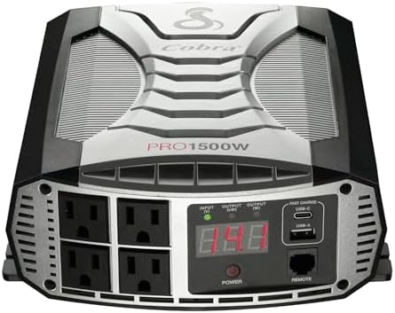 Cobra PRO 1500W Professional Grade Power Inverter, Portable – 1500-Watt Car Charger, 4 Grounded AC Outlets, 2 Fast Charge USB Ports and Remote Controller (CPIALCDG1) Compatible by CobraElectronics