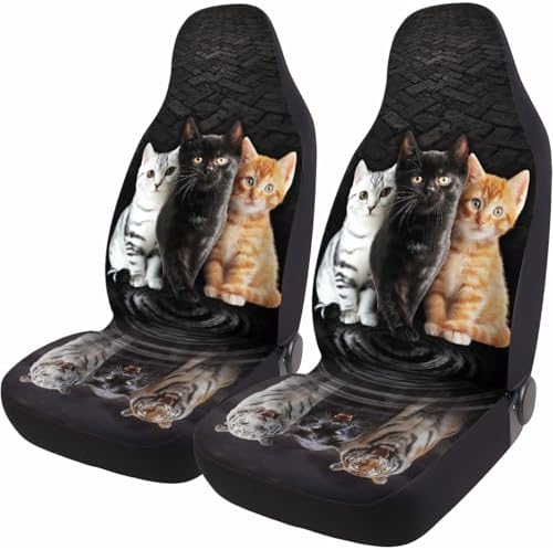 GENANY Cute Cats Car Seat Covers, 2-Piece Front Seat Set