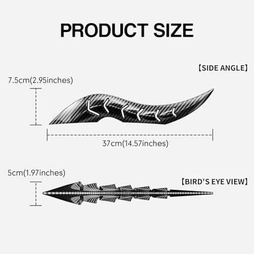 2PCS 3D Dragon Horn Shaped Car Roof Decal Cool Creative Devil Horn Vehicle Head Decor No-Drill Install Exterior Accessories Universal for Automobile Sedan SUV Pickup Truck-Black Carbon Fiber
