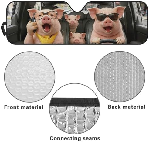 Renewold Funny Pink Pig Driving Windshield Sun Shade Car Front Window Sunshade for Jeep Wrangler JK JKU JL JLU 2/4 Door Gladiator JT Auto Sun Visor Shield Blocks UV Sunlight Heat Car Accessories Cover