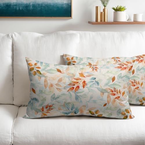 Fall Maple Leaves Pillow Covers Orange 12x20 Set of 2 Highly Absorbent - Image 2