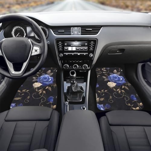 Blue Rose Car Floor Mats for Car All Weather Non Slip Car 1st 2nd Row Floor Mats Black Gothic Pterodactyl Auto Interior Carpet Sedan Trucks