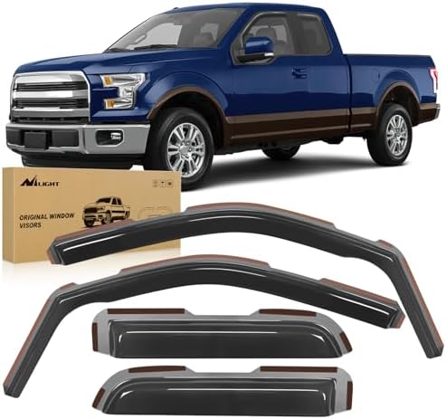 Nilight in-Channel Rain Guards for Ford F150 2004-2014 Super Cab