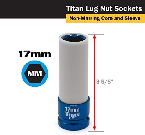 Titan 21183 3-Piece 1/2-Inch Drive Non-marring Impact Deep Lug Nut Socket Set, Includes 17mm, 19mm, and 21mm - Image 2