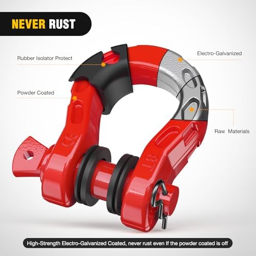 Nilight Mega D-Ring Shackles, 3/4" Heavy Duty Recovery Tow Shackle