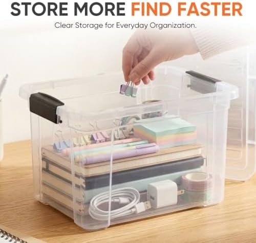 Superio Storage Bins with Lids- Clear Boxes for Organizing, Stackable Plastic Containers- BPA Free, Non-Toxic, Odor Free, Organizer for Home, Office, Dorm (6 Pack, 4.7 Quart) - Image 2