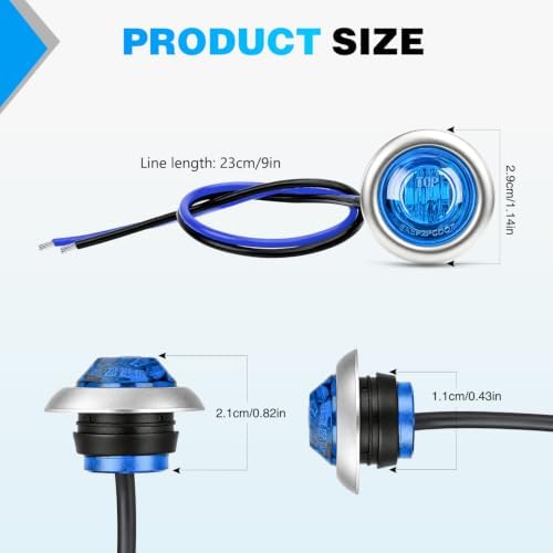 Nilight 3/4" Round Marker Lights 10PCS Blue Side Bullet Clearance Light