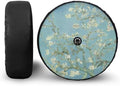 Spare Tire Cover with Camera Hole, Waterproof Wheel Cover with Almond Blossoms in Bloom, Universal for Trailer RV SUV Truck Camper, 5 Sizes From 14-18 Inches, 17" Fit Tire Diameter 31.6"-32.5"
