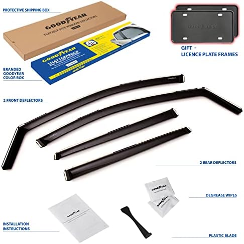 Goodyear Shatterproof in-Channel Window Deflectors for Ford Escape 2013-2019, Rain Guards, Window Visors for Cars, Vent Deflector, Car Accessories, 4 pcs - GY008477