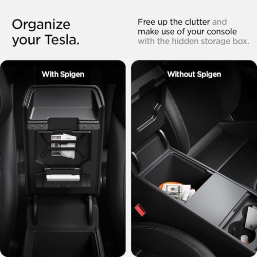 Spigen One-Tap Hidden Storage Box for Tesla Model Y Juniper & Model Y L (Standard, Premium & Performance 2026/2025) and Model 3 Highland (Standard, Premium & Performance 2026/25/24)