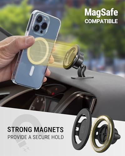 Scosche MagicMount SMSDV MagSafe Dashboard/Vent Car Mount, Magnetic Cell Phone Holder, Phone Stand for Dash/Vent Compatible with iPhone 16/15/14/13/12/Pro/Max/Plus/Mini/MagSafe Case, Pack of 2