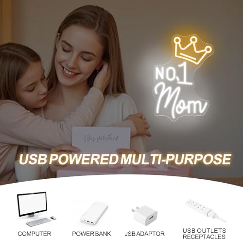 No.1 Mom Neon Sign, Happy Mother's Day LED Light, Gift for Mom, Mother's Day Neon Light, Home Wall Decor Room Decoration, 15.7"x11.2" - Image 6