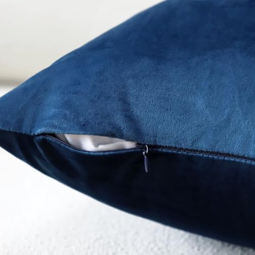 VAKADO Navy Velvet Dark Blue Throw Pillow Covers 24x24 Square Decorative Pillowcases Couch Sofa Solid Decor Cushion Cases Super Soft for Bedroom Car Office Set of 2 - Image 4