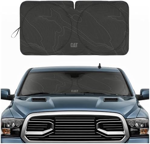 Windshield Sun Shade for Dodge Ram 1500 2010-2018, Foldable Front Window Sunshade, UV Heat Blocker, Interior Protection Sun Shield, Keeps Truck Cab Cool, Heavy-Duty Truck Accessory - Charcoal