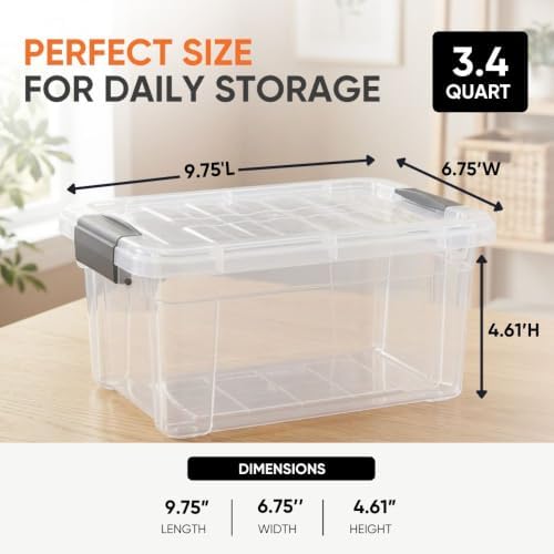 Superio 3.4 Quart Clear Plastic Storage Boxes with Lids, Stackable Organizer Containers, BPA-Free Storage Bins for Home, Office, School & Dorm, 18 Pack - Image 3