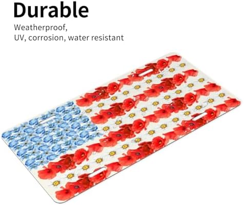 Poppy American Flag Front License Plate 6" * 12" for Women