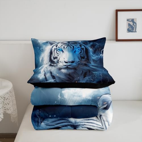 Feelyou Tiger Bedding Set Queen Size Safari Cat Print Comforter Set for Kids Boys Girls Wildlife Comforter Wild Animal Duvet Set - Image 5
