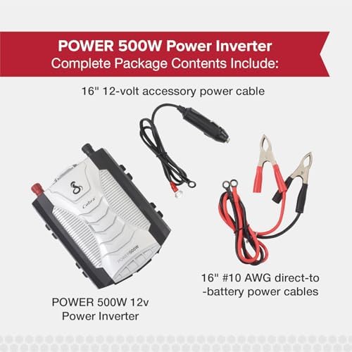 Cobra POWER 500W Power Inverter, Portable – 500-Watt Car Charger, 2 Grounded AC Outlets, 2 Fast Charge USB Ports and Remote Controller (CPIALCDG1) Compatible - Image 5