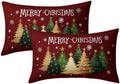 Sweetshow Xmas Tree Red Pillow Covers Set of 2 Cotton 20x12 Inches by Sweetshow