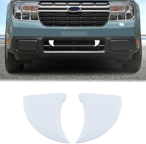 Aunginsy Car Front Grille Tiger Teeth Decoration Cover Compatible with Ford Maverick 2022-2025 Pickup, 2PCS Front Bumper White Halloween Vampire Fangs Trim ABS DIY Vehicles Cover Sticker Accessories