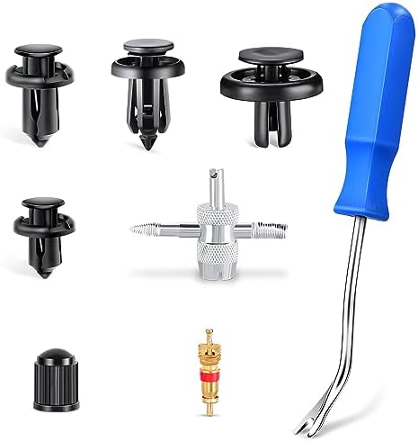 Nilight 101PCS Bumper&Splash Shield Retainer Metal Insert Clips for Acura Honda 91503-SZ3-003 91503-SZ5-003 91506-S9A-003 Toyota Fender Liner 90467-07215 4-Way Valve Tools Tire Caps Cores
