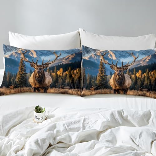 Feelyou Deer Bed Sheets Set Twin Size Wild Animal Sheet Set for Kids Boys Girls Decor Forest Sheets with Deep Pocket Fitted Sheet Sapphire - Image 4