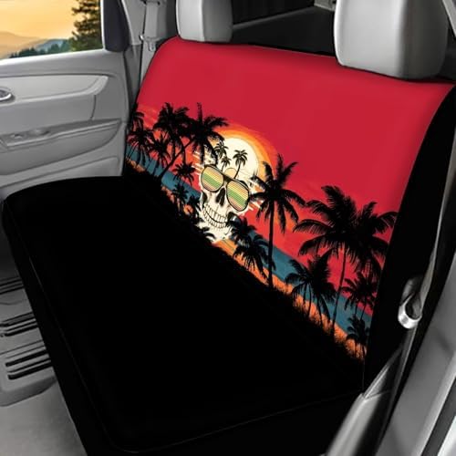 Sunset Skull Car Seat Covers Auto Rear Seats Cushion Cover,Washable Bucket Seat Cushion Protector Backseats Covers for Girls Women,Fit Most Cars,Sedan,SUV,Van